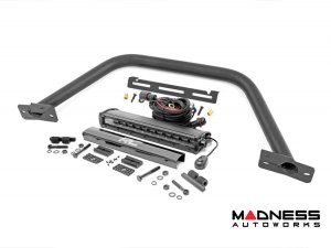 Ford Bronco Front Bumper Guard - Safari Bar - OE Modular Bumper - Rough Country - w/ 12in Single Row Black Series LED